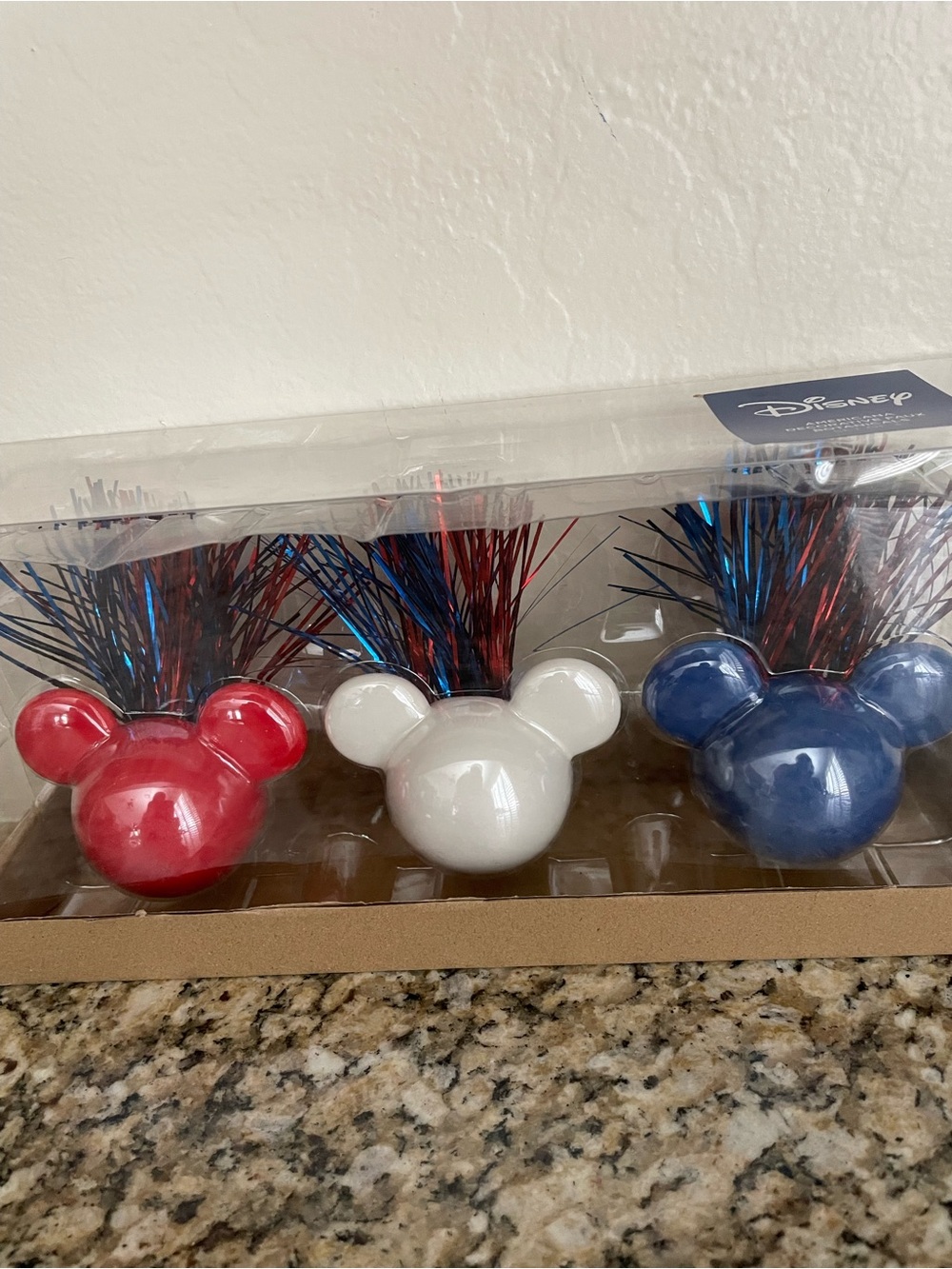 Disney Red White Blue Mickey Head Party Centerpieces - 3 Pack